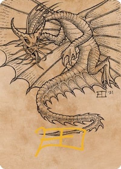 Ancient Gold Dragon Art Card 44 81 Gold Stamped Signature Art Series: Commander Legends: Battle for Baldur's Gate Magic card