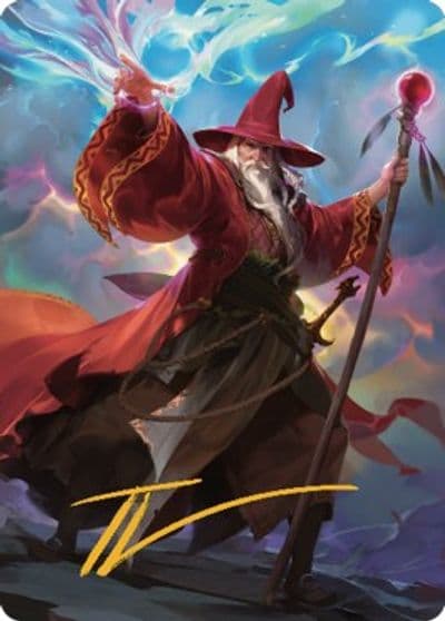 Elminster Art Card 36 81 Gold Stamped Signature Art Series: Commander Legends: Battle for Baldur's Gate Magic card