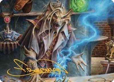 Renari Merchant of Marvels Art Card Gold Stamped Signature Art Series: Commander Legends: Battle for Baldur's Gate Magic card