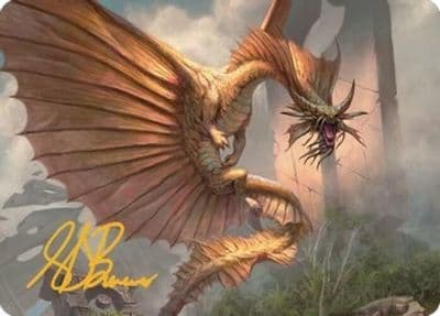 Ancient Gold Dragon Art Card 28 81 Gold Stamped Signature Art Series: Commander Legends: Battle for Baldur's Gate Magic card