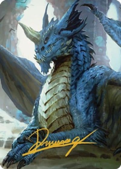 Young Blue Dragon Art Card Gold Stamped Signature Art Series: Commander Legends: Battle for Baldur's Gate Magic card