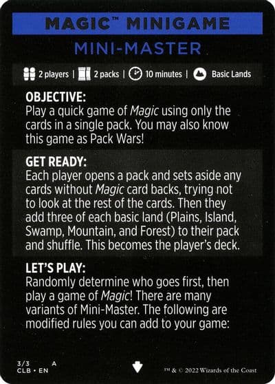 Magic Minigame Mini Master Commander Legends: Battle for Baldur's Gate Magic card
