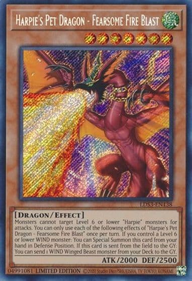Harpies Pet Dragon Fearsome Fire Blast Legendary Duelists: Season 3 Yu-Gi-Oh! card