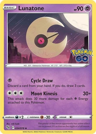 Lunatone Pokemon GO Pokemon card