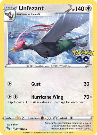 Unfezant Pokemon GO Pokemon card