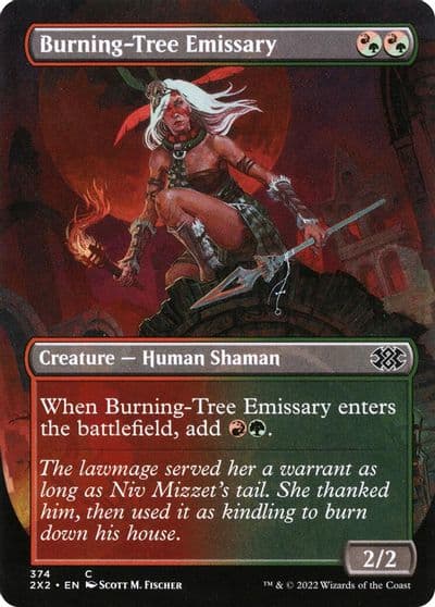 Burning Tree Emissary Borderless Double Masters 2022 Magic card