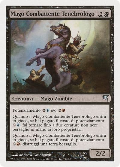 Nightscape Battlemage Italian Mago Combattente Tenebrologo Magic Encyclopedia 2005 (Salvat/Hachette) Magic card