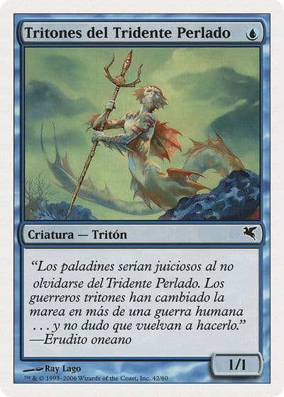 Merfolk of the Pearl Trident Spanish Tritones del Tridente Perlado Magic Encyclopedia 2005 (Salvat/Hachette) Magic card
