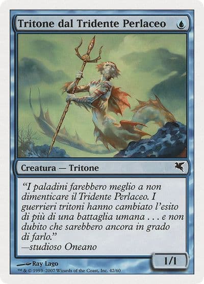 Merfolk of the Pearl Trident Italian Tritone dal Tridente Perlaceo Magic Encyclopedia 2005 (Salvat/Hachette) Magic card