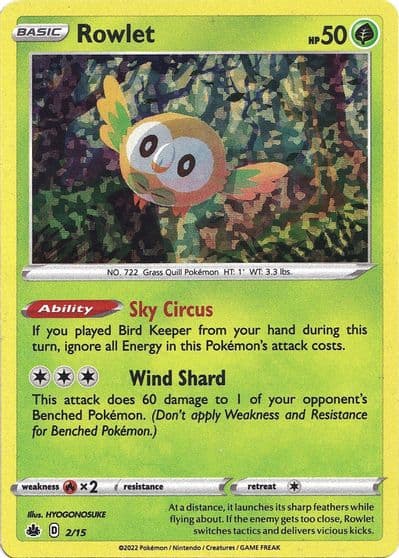 Rowlet McDonald's Promos 2022 Pokemon card