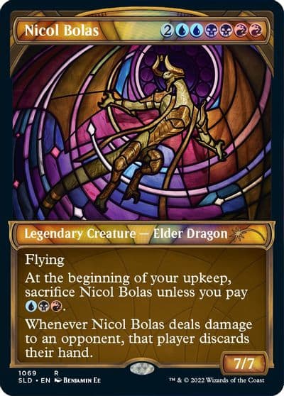 Nicol Bolas Stained Glass Textured Foil Secret Lair Drop Series Magic card