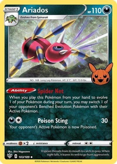 Ariados Trick or Trade BOOster Bundle Pokemon card