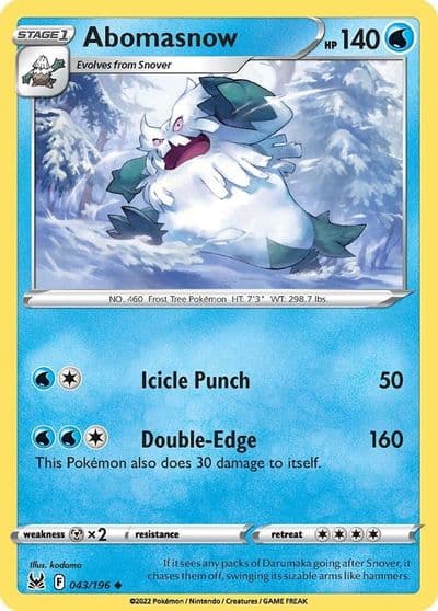 Abomasnow SWSH11: Lost Origin Pokemon card