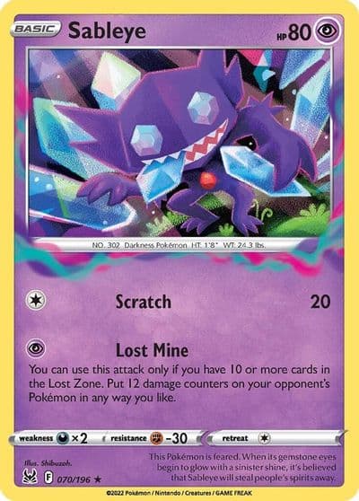 Sableye SWSH11: Lost Origin Pokemon card