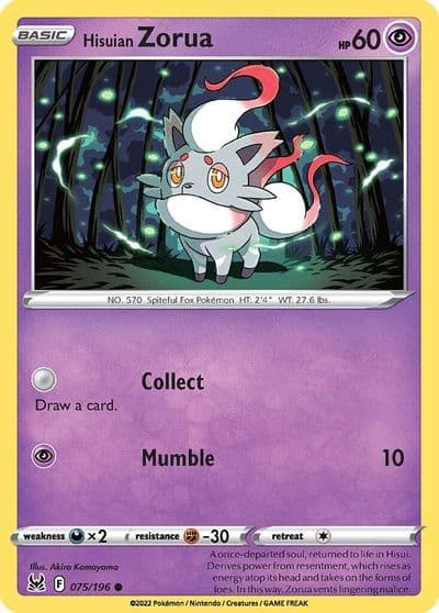 Hisuian Zorua SWSH11: Lost Origin Pokemon card