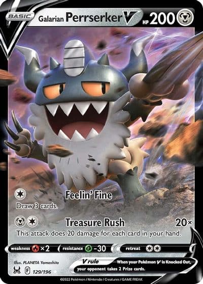Galarian Perrserker V SWSH11: Lost Origin Pokemon card