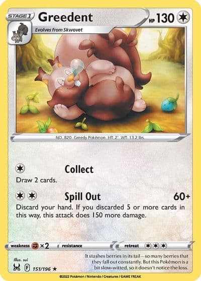 Greedent SWSH11: Lost Origin Pokemon card