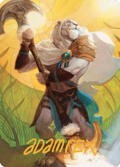Ajani Sleeper Agent Art Card Gold Stamped Signature Art Series: Dominaria United Magic card