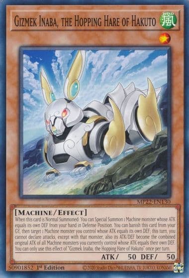 Gizmek Inaba the Hopping Hare of Hakuto 2022 Tin of the Pharaoh's Gods Yu-Gi-Oh! card