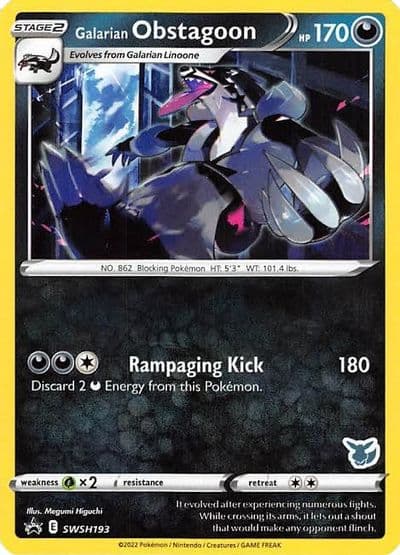 Galarian Obstagoon - SWSH193 (Eevee Stamped) Battle Academy 2022 Pokemon card
