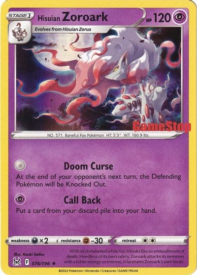 Hisuian Zoroark (Gamestop Exclusive) Miscellaneous Cards & Products Pokemon card