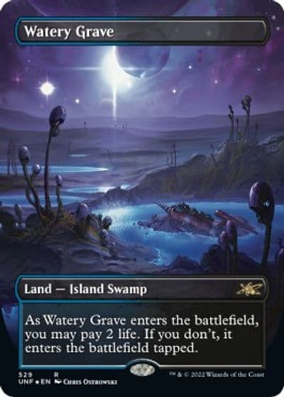 Watery Grave Borderless Galaxy Foil Unfinity Magic card