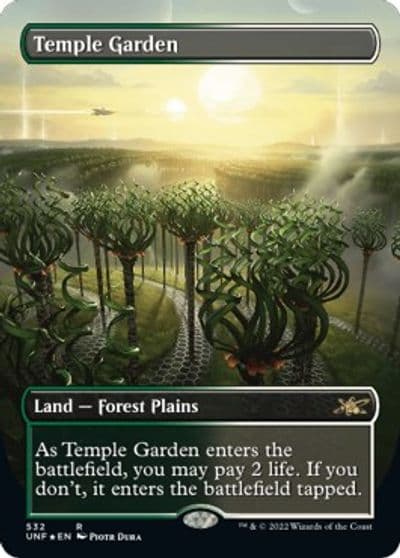 Temple Garden Borderless Galaxy Foil Unfinity Magic card