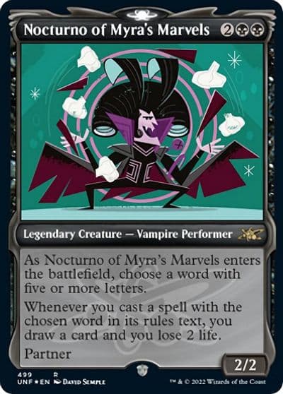 Nocturno of Myras Marvels Showcase Galaxy Foil Unfinity Magic card