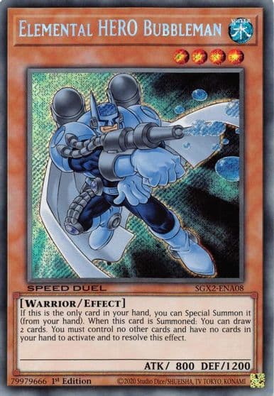 Elemental HERO Bubbleman Secret Rare Speed Duel GX: Midterm Paradox Yu-Gi-Oh! card