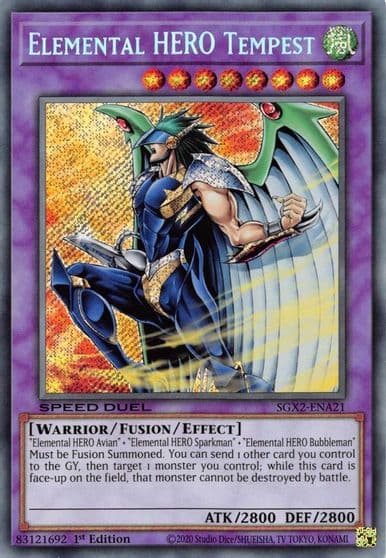 Elemental HERO Tempest Secret Rare Speed Duel GX: Midterm Paradox Yu-Gi-Oh! card