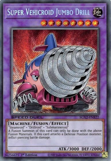 Super Vehicroid Jumbo Drill Secret Rare Speed Duel GX: Midterm Paradox Yu-Gi-Oh! card