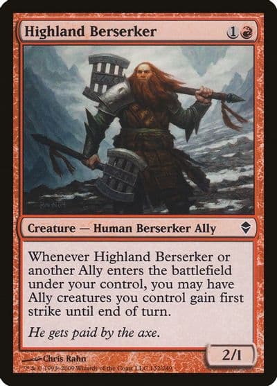 Highland Berserker Zendikar Magic card