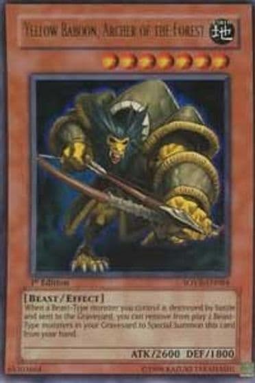 Yellow Baboon Archer of the Forest Stardust Overdrive Yu-Gi-Oh! card