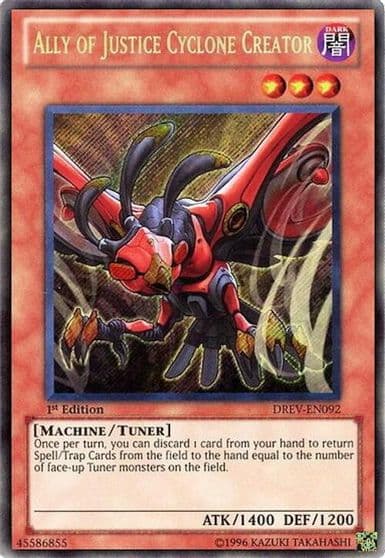 Ally of Justice Cyclone Creator Duelist Revolution Yu-Gi-Oh! card