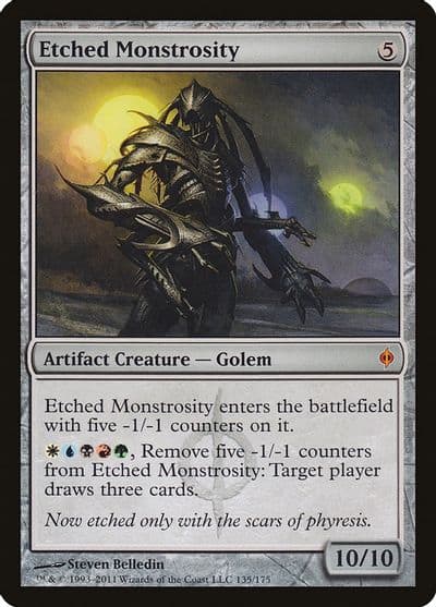 Etched Monstrosity New Phyrexia Magic card