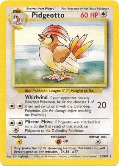 Pidgeotto Base Set Pokemon card
