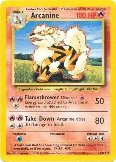 Arcanine Base Set Pokemon card