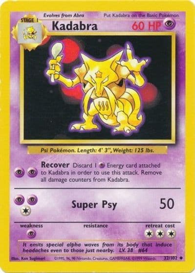 Kadabra Base Set Pokemon card