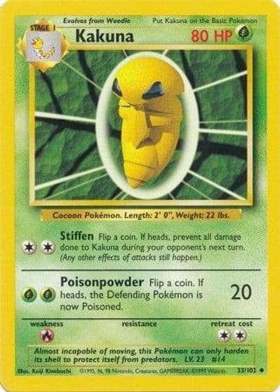Kakuna Base Set Pokemon card