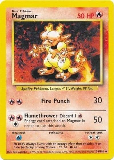 Magmar Base Set Pokemon card