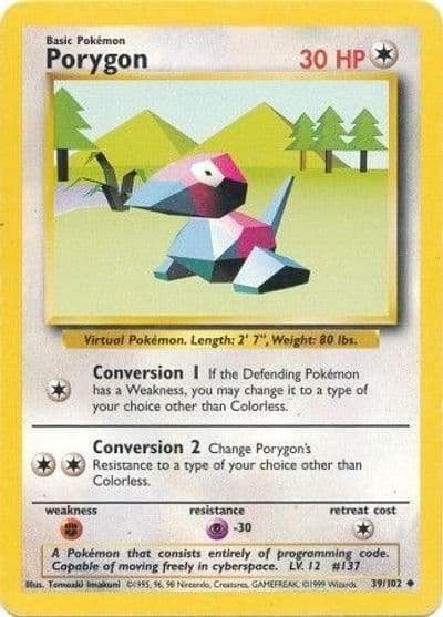 Porygon Base Set Pokemon card