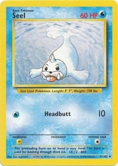 Seel Base Set Pokemon card