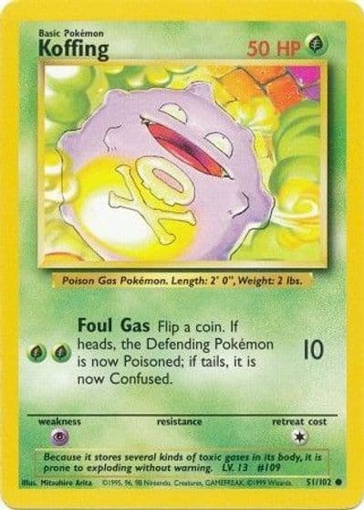 Koffing Base Set Pokemon card