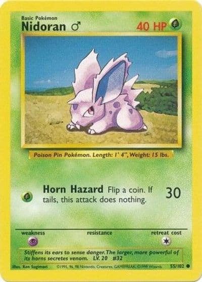 Nidoran M Base Set Pokemon card