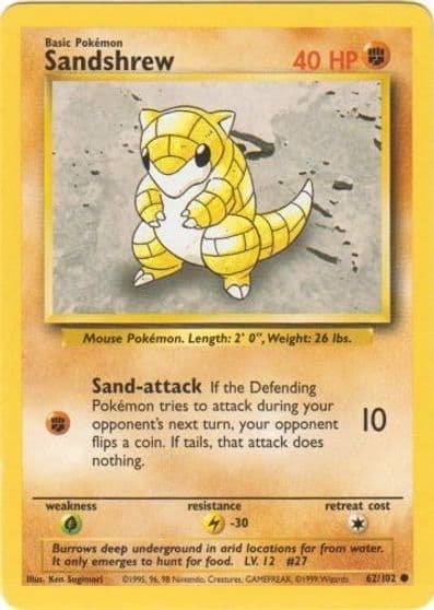 Sandshrew Base Set Pokemon card