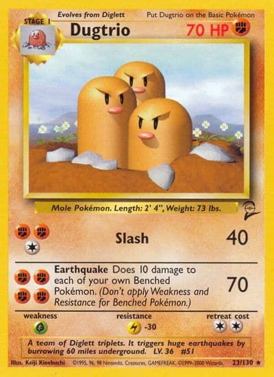 Dugtrio Base Set 2 Pokemon card