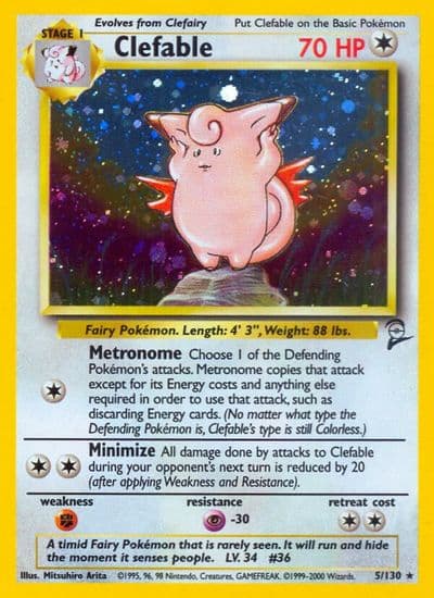 Clefable Base Set 2 Pokemon card