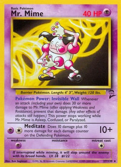 Mr. Mime Base Set 2 Pokemon card