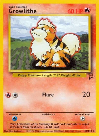 Growlithe Base Set 2 Pokemon card