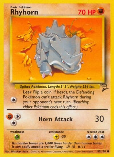 Rhyhorn Base Set 2 Pokemon card